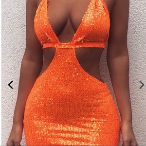 NEVER WORN - orange sequin dress